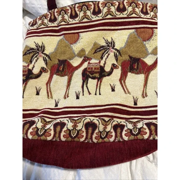 TET Turkish Tapestry‎ Shoulder Bag Purse Tote Camel Design Handles Boho Hippie - Picture 3 of 12